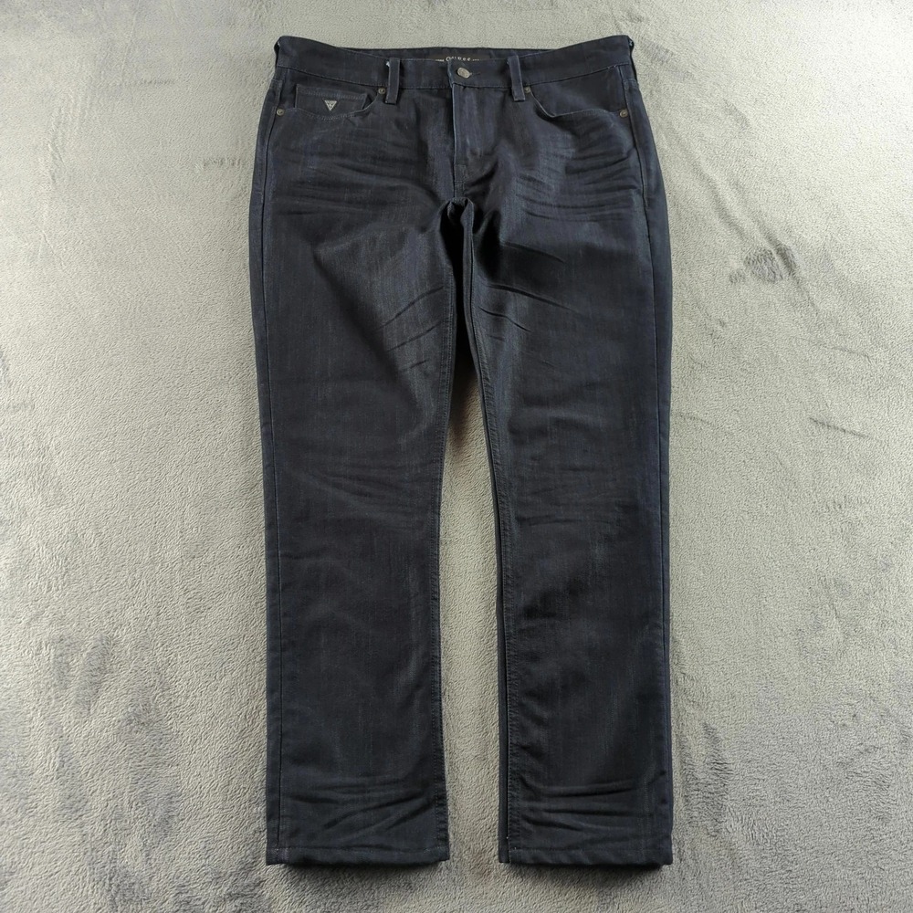 Guess Jeans Mens 36x31* Blue Slim Dark Wash Blue Denim Pants Casual Preppy